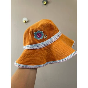 Hanna andersson Girl's Orange Floral Bucket Hat Size Large - Picture 1 of 7