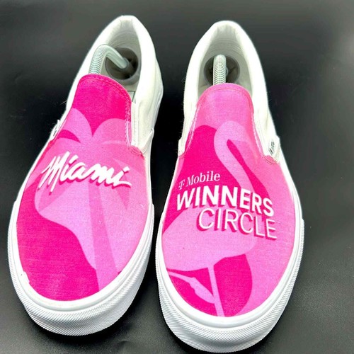 SNEAKERS PERSONALIZZATE VANS T MOBILE MIAMI WINNERS CERCHIO DA UOMO TAGLIA 11 ROSA BIANCHE