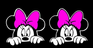 Minnie Mouse Peeking Two 5" White Pink Vinyl Decals Car Truck Laptop Tablet - Picture 1 of 2