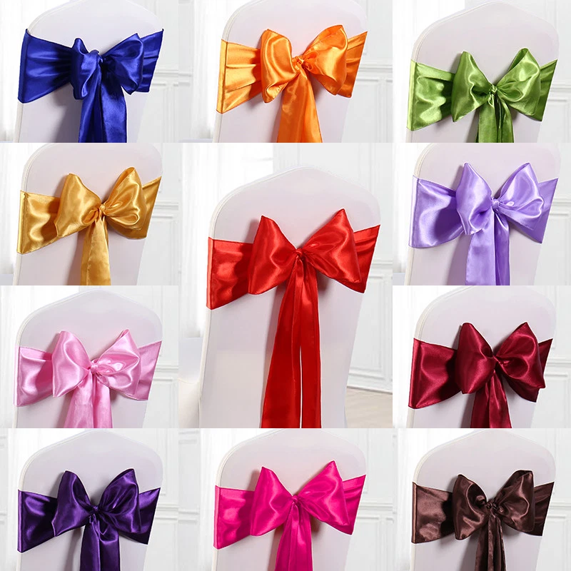 Lot of 5 Satin Crinkle Pintuck Chair Sash Bow Ribbon Wedding Asst Colors - Image 1 of 1