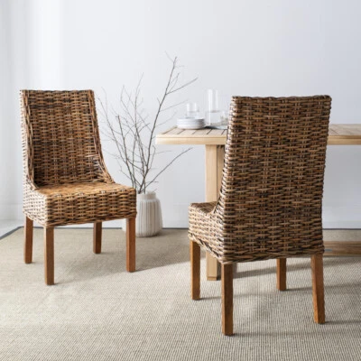 SAFAVIEH Suncoast 18''H Rattan Arm Chair Set of 2 | Brown | - Image 1 of 4