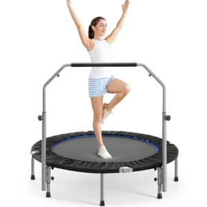 40" Foldable Mini Trampoline for Adults, Trampoline for Adults w Adjustable Bar - Picture 1 of 8
