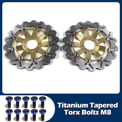 Front Brake Disc Rotors + Bolts Screws For Kawasaki Ninja ZX12R / Z750 2004-2006 - Image 1 of 4