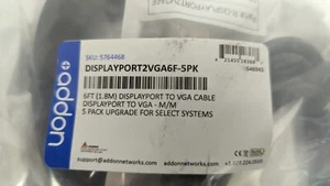 NEW DisplayPort To VGA Cables 6Ft (1.8M) 5 PACK BAG, total of 5 Cables - Picture 1 of 2