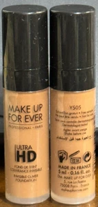 ~ MAKE UP FOR EVER ULTRA HD Invisible Cover Foundation Y505 0.16 Fl oz X2 ~ - Picture 1 of 7