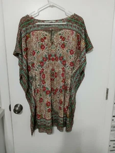 Zara Trf Floral And Paisley Handkerchief Tunic Blouse Elastic Waist - Picture 1 of 8