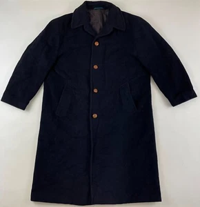 BOSS Hugo Boss Imperial vintage 100% wool overcoat navy blue coat mens 54 XXL - Picture 1 of 20