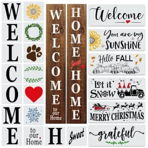 22PCS Large Letter Welcome Stencils for Painting on Wood - Vertical Welcome a... - Picture 1 of 9