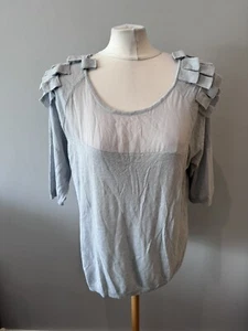Per Una M&S Grey Statement Shoulder Stretch 3/4 Sleeve Ladies Top Size 20 BNWT - Picture 1 of 5
