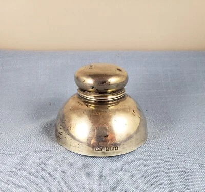 Tintero antiguo cabrestán plata esterlina Birmingham 1905 William Devenport Foto 1 de 4