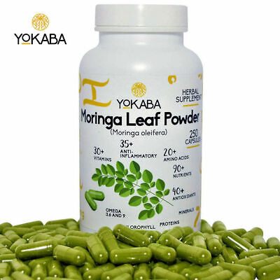 250 Capsules Moringa Oleifera Leaf Powder 5000mg - Organic, YOKABA • 12.53$
