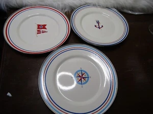 4 American Picnic Compass Nautical Enamel Metal plates Target red, white & blue - Picture 1 of 8