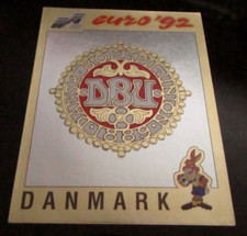 Panini Euro 92 1992 Denmark Badge sticker no 214 unused FOIL original back RARE