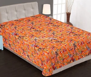 Indian Ethnic Single Kantha Handmade Cotton Quilt Bed Cover Throw Blanket Gudari - Picture 1 of 6