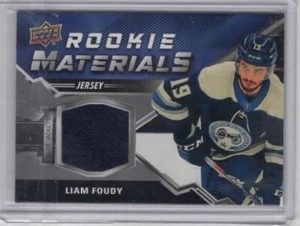Liam Foudy 20-21 Upper Deck Series 2 Rookie Materials Jersey Blue Jackets - Imagen 1 de 1