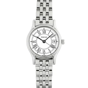 TIFFANY & CO. WATCH CLASSIC ROUND QUARTZ MOVEMENT WHITE STAINLESS STEEL LADIES - Picture 1 of 6
