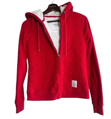 Толстовка с капюшоном Abercrombie & Fitch красная шерпа с подкладкой маленькая | Y2K - Изображение 1 из 4