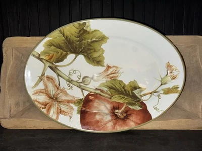 Williams Sonoma Botanical Pumpkin 19 1/2" x 14" Oval Platter - Image 1 of 3