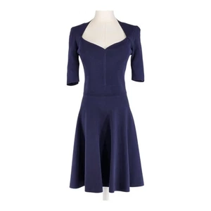 Quiet Luxury Ted Baker Fit & Flare Dress Women’s 2 Navy Sweetheart Neckline - Picture 1 of 14