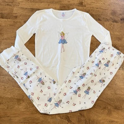 Conjunto de pijama infantil Boden estampa de fada meninas 14 anos branco azul caprichoso manga longa - Imagem 1 de 4