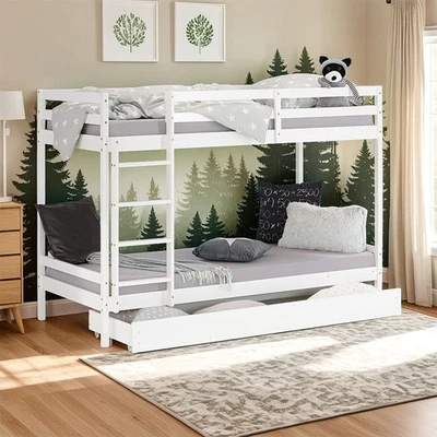 Etagenbett 90x200 Kinderbett Holzbett Weiß mit Schublade Lattenrost Homestyle4u - Bild 1 von 4