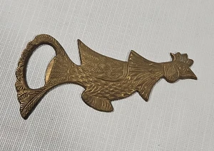 Vintage massiv Messing Vogel Hahn Flaschenöffner gestempelt Indien RAR Pfau ? - Bild 1 von 10