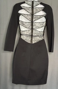 Noam Hanoch Edita Seide Spitze Cutout Etui Midikleid Gr. 4 Schwarz Cocktail Goth - Bild 1 von 14