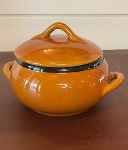 Vtg 1940s Secla Pottery Sugar Dish Made In Portugal Brown Beautiful Pre Owned - Picture 1 of 14