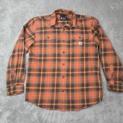 Camisa a Cuadros Carhartt Para Hombre Mediana Pesada Franela Calce Suelto Naranja TW4451-M Foto 1 de 4
