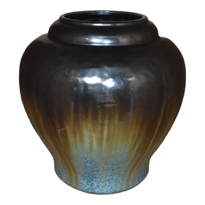 Fulper 1917-23 Arts And Crafts Pottery Black Blue Flambe Glaze Ceramic Vase 591 - Picture 1 of 6