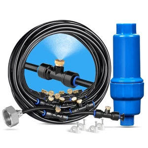 Misting System with Filter, 59FT (18M) Misting Line + 20 Brass Mist Nozzles +... - Picture 1 of 7