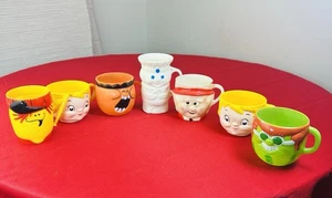 Lot 7 Vtg Character Mugs 60s 70s Pillsbury Campbell Keebler Pirate Elf Retro - Picture 1 of 18