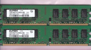 4GB 2x2GB PC2-6400 ELPIDA EBE21UE8AEFA-8G-E DDR2-800 DESKTOP Ram Memory Kit DIMM - Picture 1 of 4