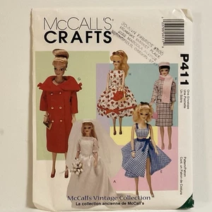 McCalls P411 Crafts Sewing Pattern, Fashion Doll Vintage Wardrobe, Uncut - Picture 1 of 2