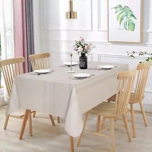 100% Waterproof Rectangle PVC Tablecloth, Vinyl Table Cloth Cover with Flannel B - Picture 1 of 6