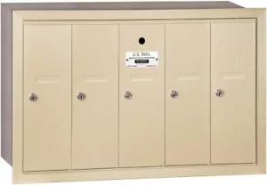 Salsbury : 5-Door Surface Mount Vertical Mailbox with USPS Access (Sandstone) ✅ - Picture 1 of 5
