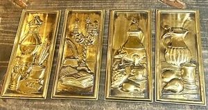 * Kupfer Wandbild Kupfer Relief Wandbehang 3D MCM Alte Welt Holland 4er Set - Bild 1 von 10