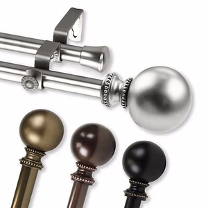 Cleo 3/4” Adjustable Drapery Double Curtain Rod 28"-170" (4 sizes, 4 colors) - Picture 1 of 17