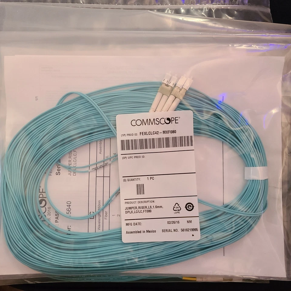 LazrSPEED 550 LC to LC, Fiber Patch Cord, 1.6 mm Duplex, Riser, 80 FT - Image 1 of 1