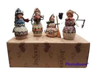 Set of 4 Jim Shore C113110 Small Snowman Hanging Christmas Ornaments 4" - Picture 1 of 19