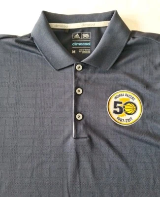RARO NUEVO Adidas Indiana Pacers Polo Golf Camisa NBA Jersey 50 Aniversario Med Foto 1 de 4