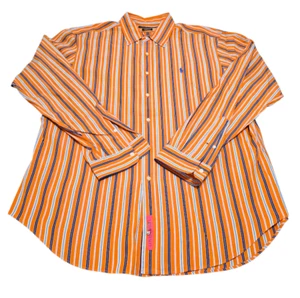 Ralph Lauren Mens Orange Striped Button Down Shirt Classic Fit Long Sleeve XL - Imagen 1 de 9