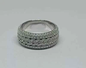 Anillo de hombre banda de eslabones cubanos diamante creado en laboratorio 1,76 quilates redondo enchapado en oro blanco de 14 quilates - Imagen 1 de 6