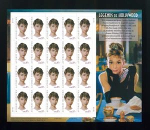 United States 37¢ Actress Audrey Hepburn Postage Stamp #3786 MNH Full Sheet - Picture 1 of 1