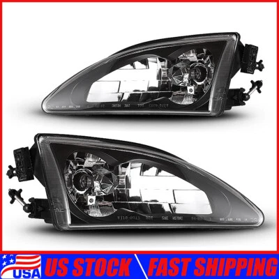Faros transparentes negros izquierda y derecha para Ford Mustang 1994-1998 lámparas de repuesto Foto 1 de 4