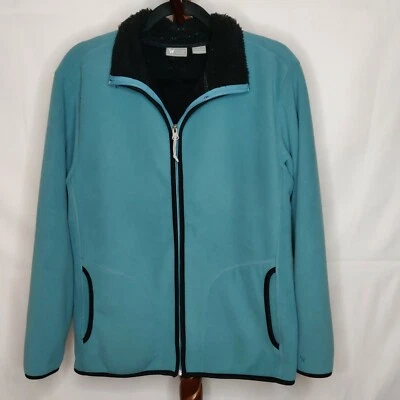 White Sierra women's L blue w black fleece inside full zip collar long sleeves - Image 1 of 4