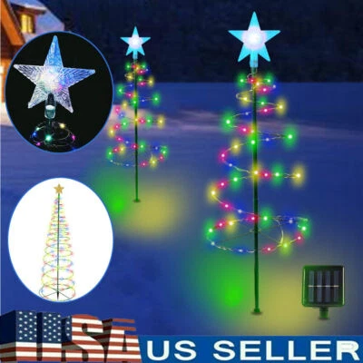 Solar LED Christmas Tree Lights  Xmas Decor Yard Lights Outdoor Garden Decor USA - Image 1 of 4