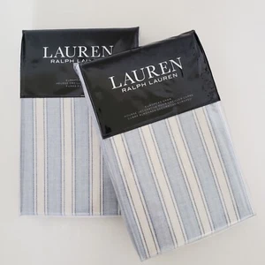 Ralph Lauren Graydon Bold Stripe Dune Chambray 2 Piece Euro Shams $270 - Picture 1 of 4
