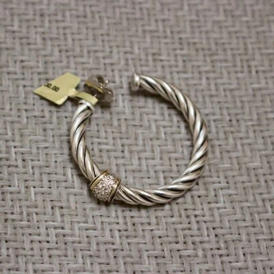 SINGLE DAVID YURMAN 925/18K CABLE CLASSICS DIAMOND HOOP EARRING ONE ONLY - Image 1 of 4