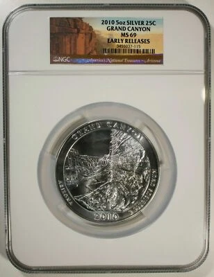 Grand Canyon 2010 ATB reduced NGC MS69 Early Releases 5 oz silver #NP4 - Image 1 of 3
